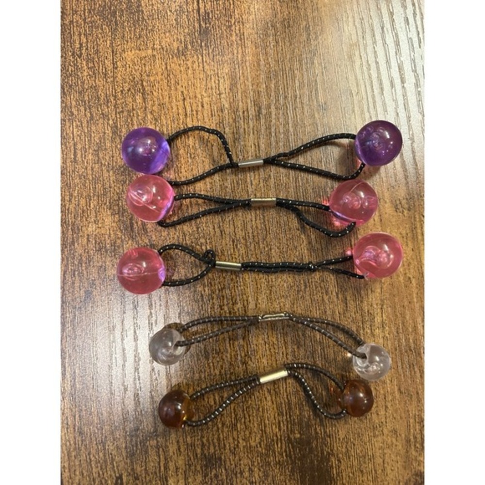 Vintage Hair Tie Ponytail Holders‎ Four Goody Bead Knockers qty: 5 various sizes